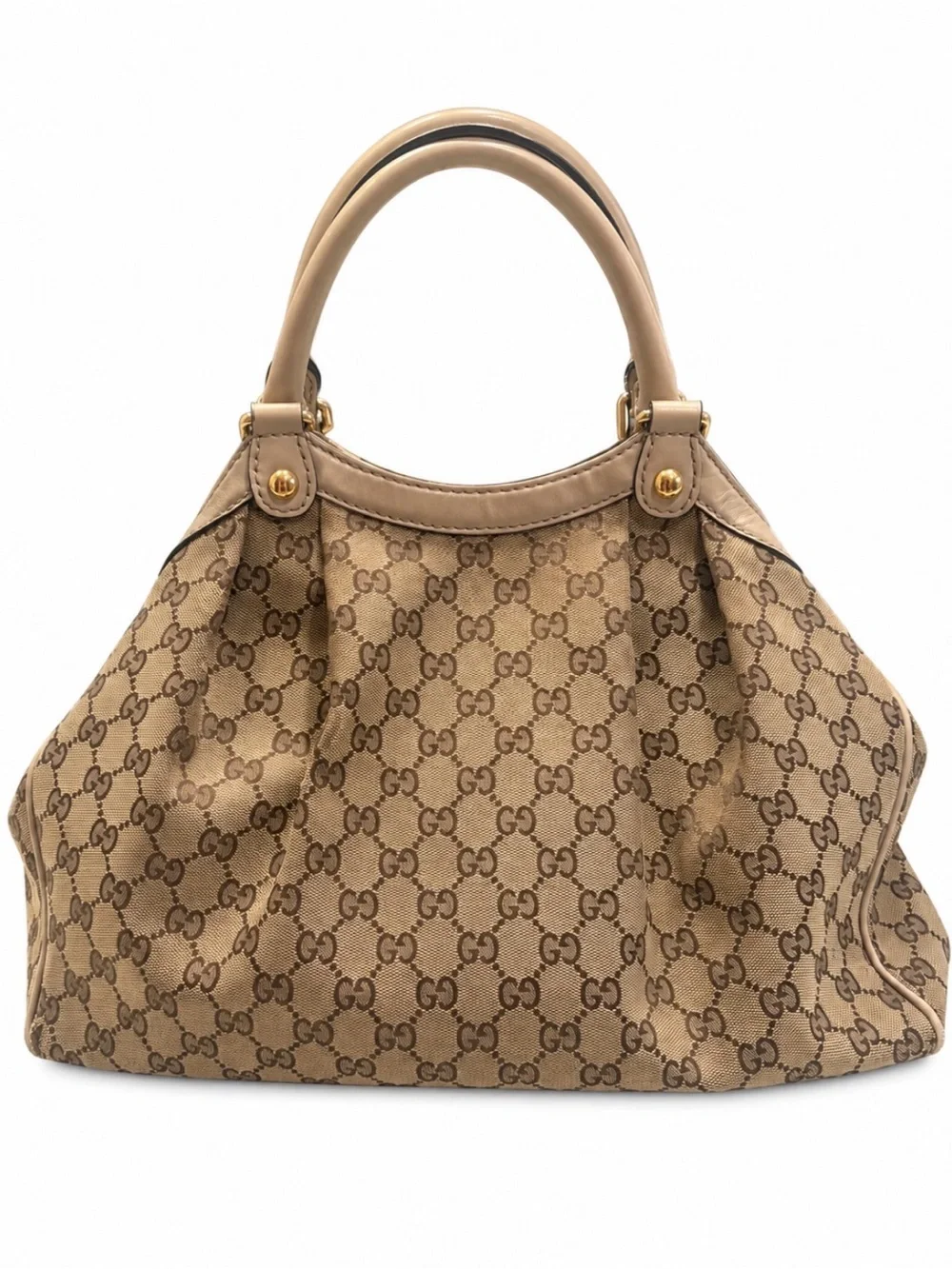 Gucci GG Monogram Canvas Hobo Shoulder Bag Vintage Beige/Brown – Needs Cleaning